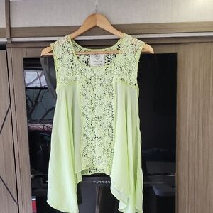 NWOT, "Flower embriodered wide strap tank top" By "ONE Free People" 🍈